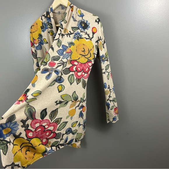 Tabitha Floral Open Front Drape Cardigan Sweater Size Small - Picture 4 of 10